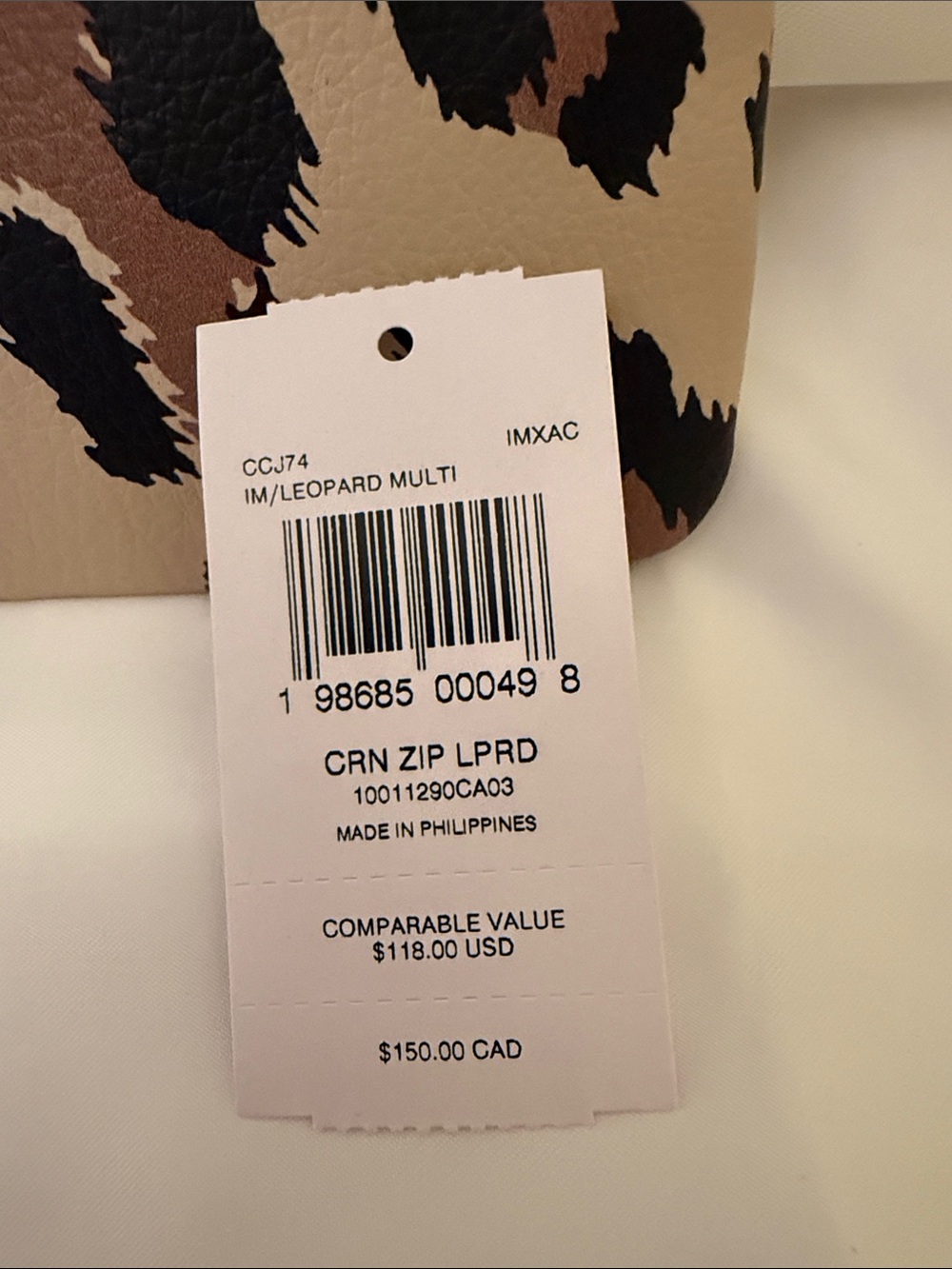 🤎🖤Coach NWT Leopard Print Corner Zip Wristlet With Gold Hardware - Picture 6 of 6